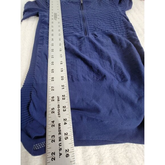 Derek Lam 10C Athleta Women Long Sleeve 1/2 Zip Texture Top Medium Navy Pullover - Picture 6 of 6